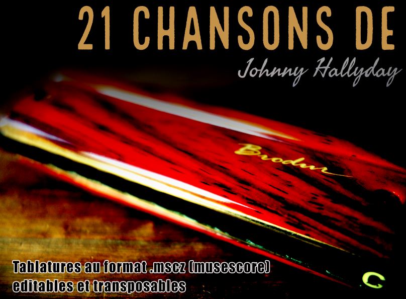 Recueil de 21 chansons de Johnny Hallyday pour harmonica diatonique via