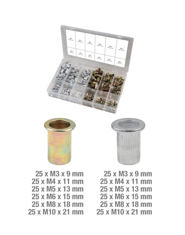 Assortiment d'inserts taraudés acier et aluminium, 300 pcs via Payfacile